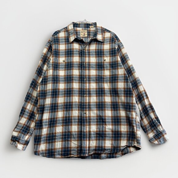 Red Head Brand Co Flannel Shirt Mens XL Plaid Blue / White Long Sleeve Button - Picture 1 of 14